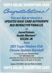 Jarred Kelenic [Red Refractor] #SCCAV-JK Baseball Cards 2021 Stadium Club Chrome Autographs Prices
