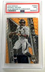 Russell Wilson [Orange Fluorescent] #WW-3 Football Cards 2022 Panini Mosaic Will to Win Prices