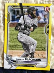Charlie Blackmon [Yellow] #4 Baseball Cards 2021 Bowman Prices