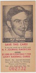 Irv Noren Baseball Cards 1954 NY Journal American Prices