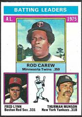 AL Batting Leaders [R. Carew, F. Lynn, T. Munson] #192 Baseball Cards 1976 Topps Prices