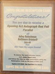 Adley Rutschman [Red] Baseball Cards 2023 Topps Big League Opening Act Autographs Prices