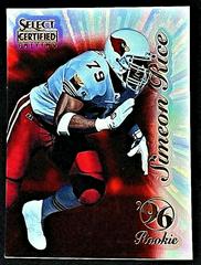 Simeon Rice [Premium Stock Mirror Red] #103 Football Cards 1996 Select Certified Prices