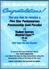 Vladimir Guerrero [Gold] #PP-VG Baseball Cards 2022 Topps Five Star Pentamerous Penmanship Autographs Prices