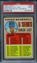 Checklist 371-457 [Head Shifted RT. w/ Circle] #356 Baseball Cards 1968 Topps Prices