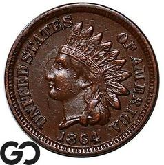 1864 [BRONZE] Coins Indian Head Penny Prices