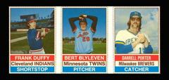 Bert Blyleven, Darrell Porter, Frank Duffy [Hand Cut Panel] Baseball Cards 1976 Hostess Prices