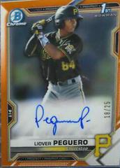 Liover Peguero [Orange Refractor] #CPA-LP Baseball Cards 2021 Bowman Chrome Prospect Autographs Prices