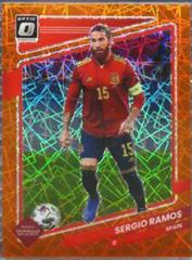 Sergio Ramos [Optic Orange Velocity] Soccer Cards 2021 Panini Donruss Road to Qatar Prices