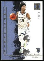 Ja Morant [Gold] Basketball Cards 2019 Panini Impeccable Prices