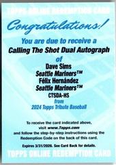 Felix Hernandez / Dave Sims #CTSDA-HS Baseball Cards 2024 Topps Tribute Calling the Shot Dual Autograph Prices