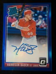 Harrison Bader [Blue] Baseball Cards 2018 Panini Donruss Optic Rated Rookie Signatures Prices