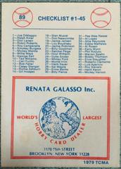 Checklist #1-45 #89 Baseball Cards 1979 TCMA Renata Galasso Prices