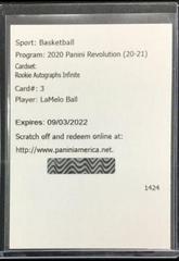 LaMelo Ball [Infinite] Basketball Cards 2020 Panini Revolution Rookie Autographs Prices