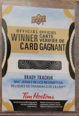 Brady Tkachuk Hockey Cards 2023 Upper Deck Tim Hortons NHL Jersey Relics Redemption Prices