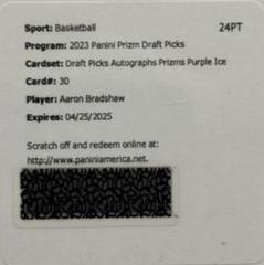 Aaron Bradshaw [Purple Ice] #DPA-A Basketball Cards 2023 Panini Prizm Draft Picks Autographs Prices