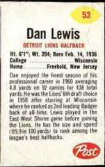 Dan Lewis [Hand Cut] #53 Football Cards 1962 Post Cereal Prices