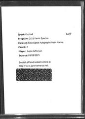 Justin Jefferson [Marble Neon] #2 Football Cards 2023 Panini Spectra RetroSpect Autograph Prices