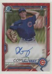 Drew Gray [Red Wave Refractor] #CDA-DG Baseball Cards 2021 Bowman Draft Pick Chrome Autographs Prices