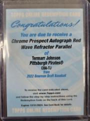 Termarr Johnson [Red Wave] #CDA-TJ Baseball Cards 2022 Bowman Draft Chrome Autographs Prices