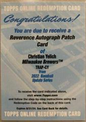 Christian Yelich Baseball Cards 2022 Topps Update Reverence Autograph Patch Prices