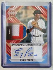 Eury Perez [Red] Baseball Cards 2022 Panini Elite Extra Edition Prospect Materials Signatures Prices