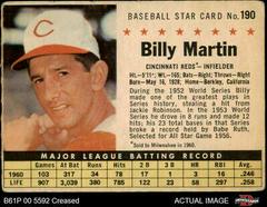 Billy Martin [Perforated] #190 Baseball Cards 1961 Post Cereal Prices