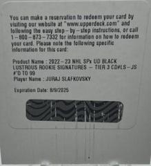 Juraj Slafkovsky #LRAP-JS Hockey Cards 2022 SPx UD Black Lustrous Rookie Patch Autograph Prices