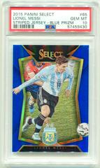 Lionel Messi [Striped Jersey Blue Prizm] Soccer Cards 2015 Panini Select Prices