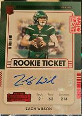 Zach Wilson [Autograph Red] #102 Football Cards 2021 Panini Playoff Prices