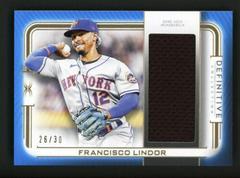 Francisco Lindor [Blue] #DJR-FL Baseball Cards 2023 Topps Definitive Jumbo Relic Collection Prices