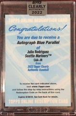 Julio Rodriguez [Blue] #CAA-JR Baseball Cards 2022 Topps Clearly Authentic Autographs Prices
