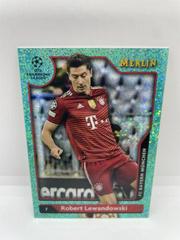 Robert Lewandowski [Aqua Speckle] Soccer Cards 2021 Topps Merlin Chrome UEFA Prices