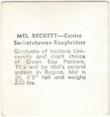 Mel Beckett Football Cards 1956 Parkhurst CFL Prices