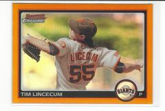 Tim Lincecum [Orange Refractor] #132 Baseball Cards 2010 Bowman Chrome Prices