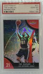 Tim Duncan [Refractor] Basketball Cards 2007 Finest Prices
