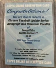 George Kirby [Red] #AC-GK Baseball Cards 2022 Topps Chrome Update Autographs Prices