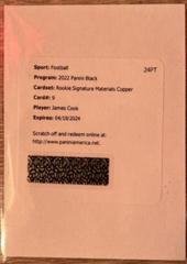 James Cook [Copper] #RSM-JCO Football Cards 2022 Panini Black Rookie Signature Materials Prices