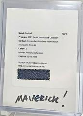 Anthony Richardson [Emerald] #2 Football Cards 2023 Panini Immaculate Numbers Rookie Patch Autograph Prices