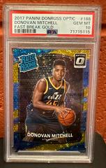 Donovan Mitchell [Fast Break Gold] #188 Basketball Cards 2017 Panini Donruss Optic Prices