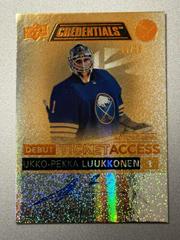 Ukko Pekka Luukkonen [Orange] Hockey Cards 2021 Upper Deck Credentials Debut Ticket Access Autographs Prices