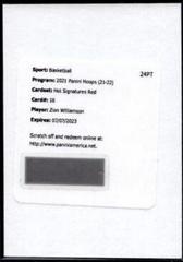 Zion Williamson [Red] #HS-ZWL Basketball Cards 2021 Panini Hoops Hot Signatures Prices