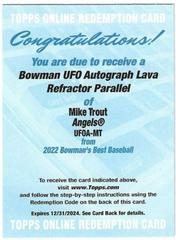 Mike Trout [Lava] Baseball Cards 2022 Bowman's Best UFO Autographs Prices
