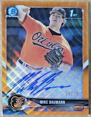 Mike Baumann [Orange Wave Refractor] #BCPA-MB Baseball Cards 2018 Bowman Chrome Prospects Autographs Prices