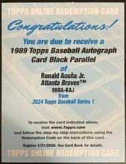 Ronald Acuna Jr. [Black] #89BA-RAJ Baseball Cards 2024 Topps 1989 Autograph Prices