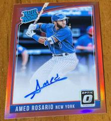 Amed Rosario [Red] Baseball Cards 2018 Panini Donruss Optic Rated Rookie Signatures Prices