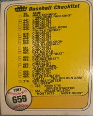 Checklist 640-660 [Last # on Front 551] #659 Baseball Cards 1981 Fleer Prices
