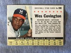 Wes Covington [Hand Cut] #108 Baseball Cards 1961 Post Cereal Prices