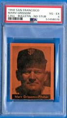 Marv Grissom Baseball Cards 1958 San Francisco Call Bulletin Giants Prices