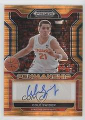 Cole Swider [Orange Pulsar] #CP-CSW Basketball Cards 2022 Panini Prizm Draft Picks College Penmanship Autographs Prices